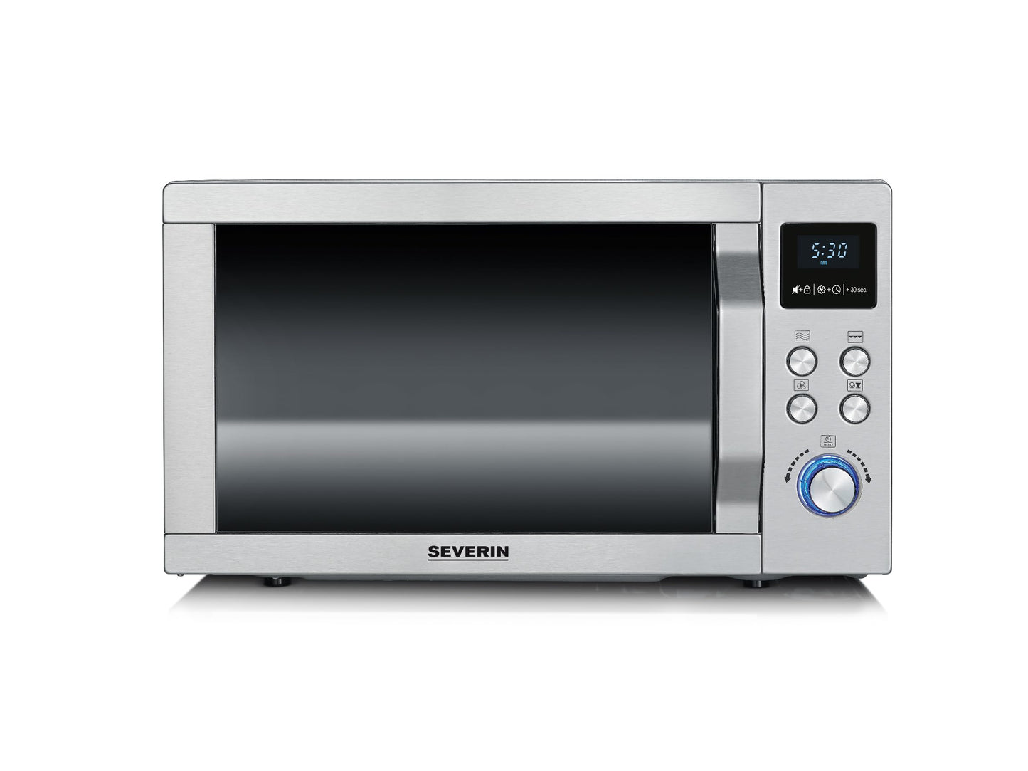 SEVERIN microwave with grill and hot air function 3-in-1, for thawing, steaming and heating, microwave with turntable, brushed stainless steel/silver, MW 7774