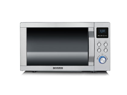 SEVERIN microwave with grill and hot air function 3-in-1, for thawing, steaming and heating, microwave with turntable, brushed stainless steel/silver, MW 7774