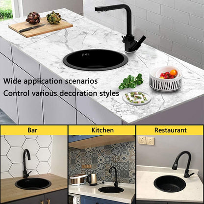 Black Round Washbasin Kitchen Renovation Basin Round Single Washbasin Small Washbasin Round Basin for Bathroom Vegetable and Dishwashing Sink Washing 1 Basin