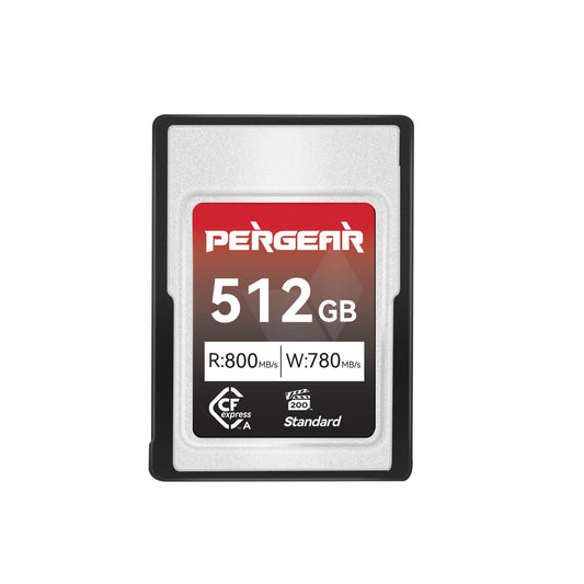 Pergear 512GB CFexpress Type A memory card, up to 800 MB/s read speed and 780 MB/s write speed for 4K 120P, 8K 30P recording (Standard Series), compatible with Sony Alpha & FX cameras.