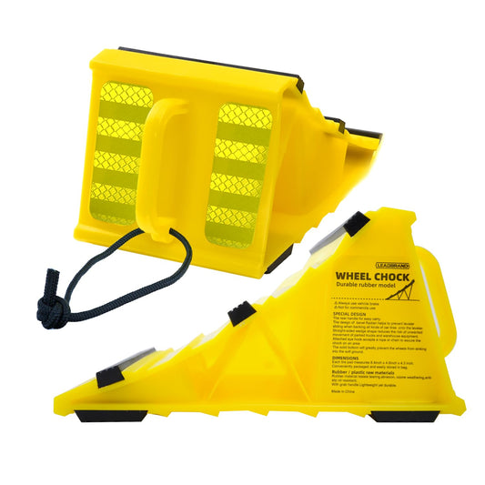 Leadstand vehicle chocks, non-slip bottom, suitable for RVs, trailers, yellow plastic, fits most tire sizes (2)