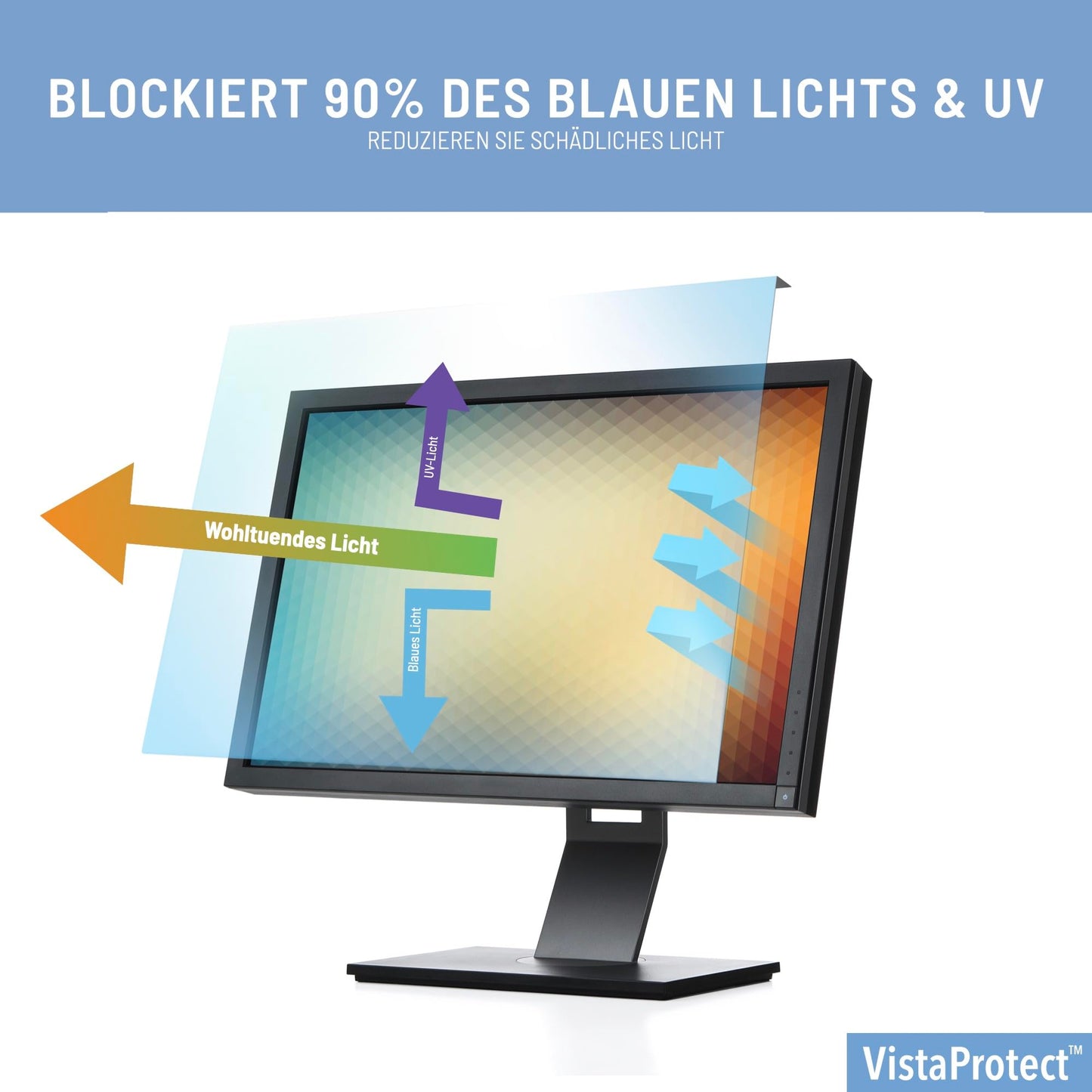 VistaProtect Premium Anti-Blue Light Filter for Computer Monitors, Removable (26" to 27" Inches)