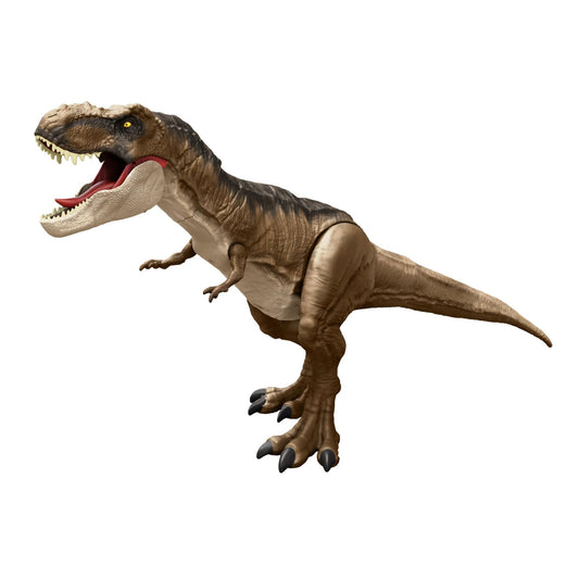 Mattel Jurassic World Dinosaur, Extra-large T-Rex action figure, 101 cm long, poseable with eating function, dinosaur toy, for kids ages 4 and up, HBK73.