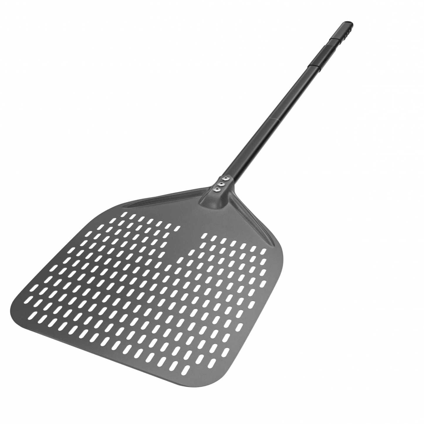 G.a HOMEFAVOR 12 inch Perforated Pizza Peel 9 inch Pizza Shovel made of Hard Anodized Aluminum, Pizza Oven Brush with removable long handle for Oven BBQ Grill, total length 120 cm