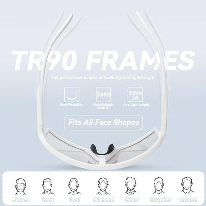 RTUOHUIN Self-Tinting Cycling Glasses for Men Women Photochromic Sports Sunglasses UV400 Protection Clear Road Cycling Glasses TR90 Frame Fast Cycling for Cycling, Running, Outdoor Sports - Sand-White