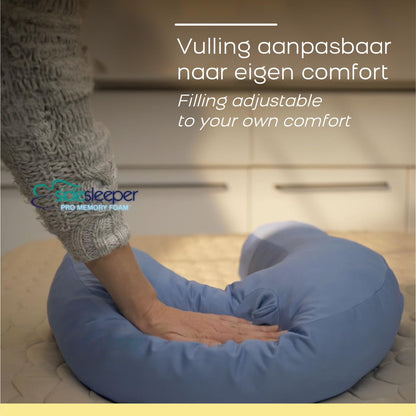 Side Sleeper Pillow for side sleepers to prevent snoring - ergonomic memory foam neck support pillow to relax the cervical spine - with cover - 42 x 37 x 15 cm.