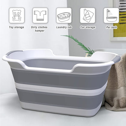 Multifunctional collapsible pet bathtub with drain hole, Portable indoor outdoor foldable laundry tub bathtub for small pets bathing puppies small dogs cats and kids