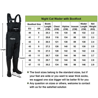 Night Cat Chest Waders Men Women Chest Waders with Boots Waterproof Breathable Crosswater Waders