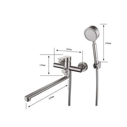 HomeLava Bathtub Faucet Wall Mounted Bath Shower Set Tub Mixer with Hand Shower Tub Faucet Bathroom Faucets Shower Mixer Brushed Stainless Steel for Shower Bathtub