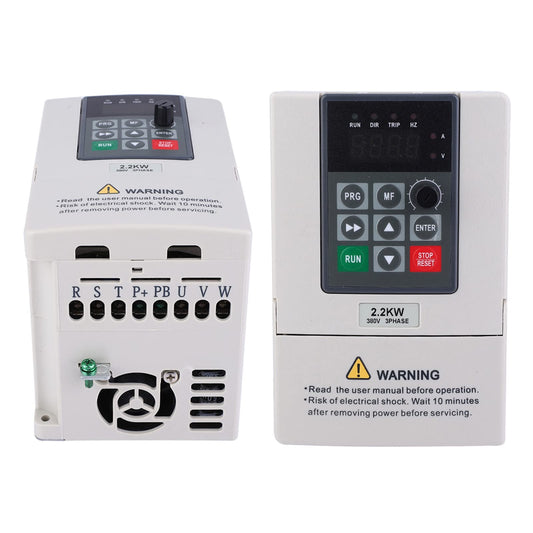 380 V 2.2 KW VFD Frequency Converter with Variable Frequency for controlling motor speed, 3-phase input/output, 3-phase converter for use with machinery.