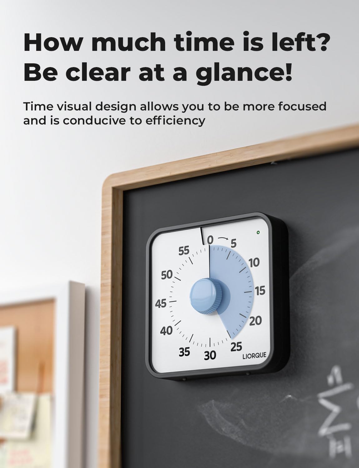LIORQUE 19cm Visual Timer 60 Minute Countdown Timer with Large Screen for Kids and Adults Quiet Short-Term Timer for Kitchen School Office Battery Included