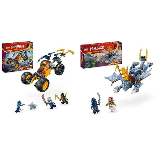 LEGO NINJAGO Arin's Ninja Terrain Buggy, ninja toy with car, dragon, and 4 mini-figures & NINJAGO Riyu the Baby Dragon, dragon toy.