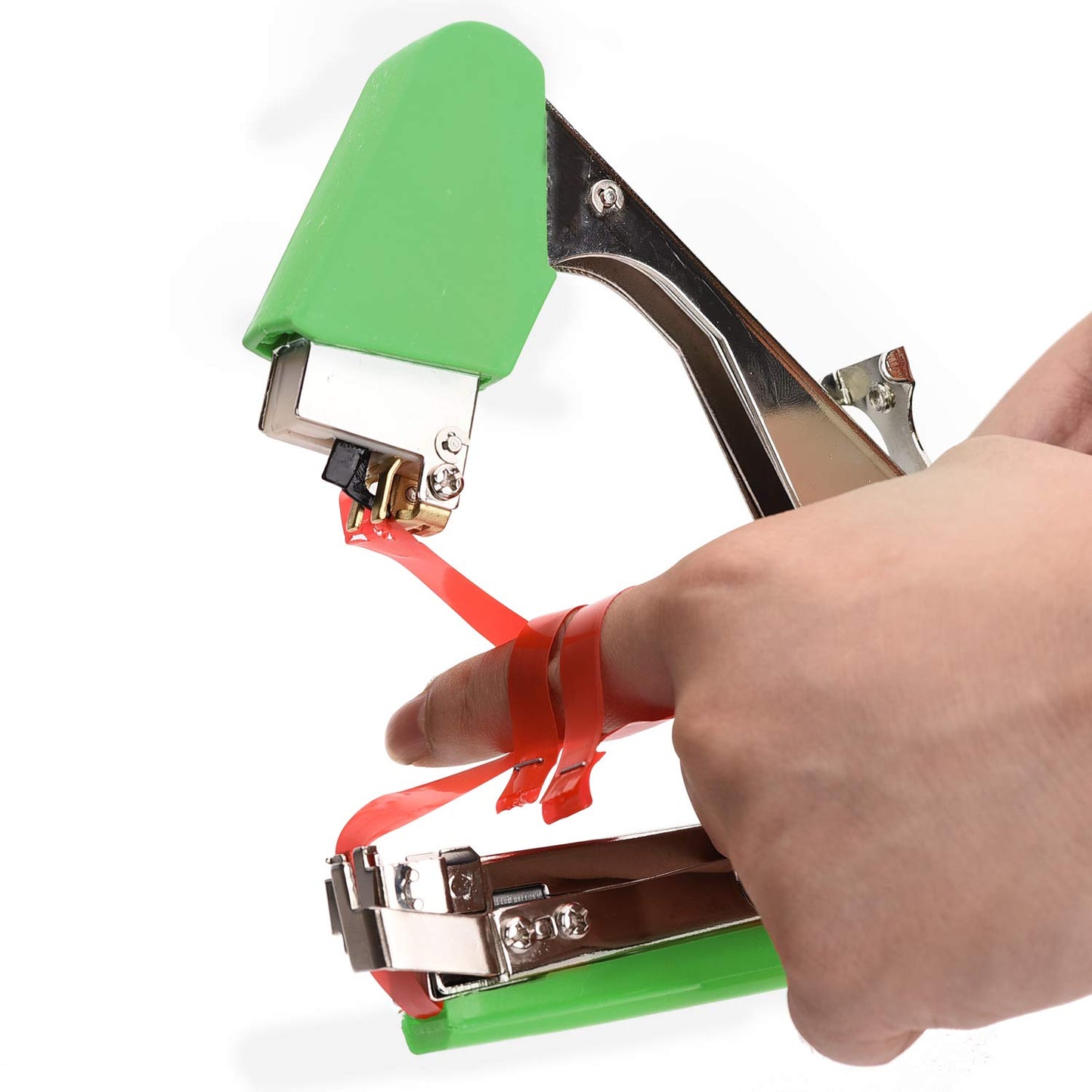 Jajadeal tying tool for plants, tapetool hand tying machine for vineyard tomatoes cucumbers fruits vegetables, agricultural garden tying machine with 1 box staples and 10 rolls of tape.