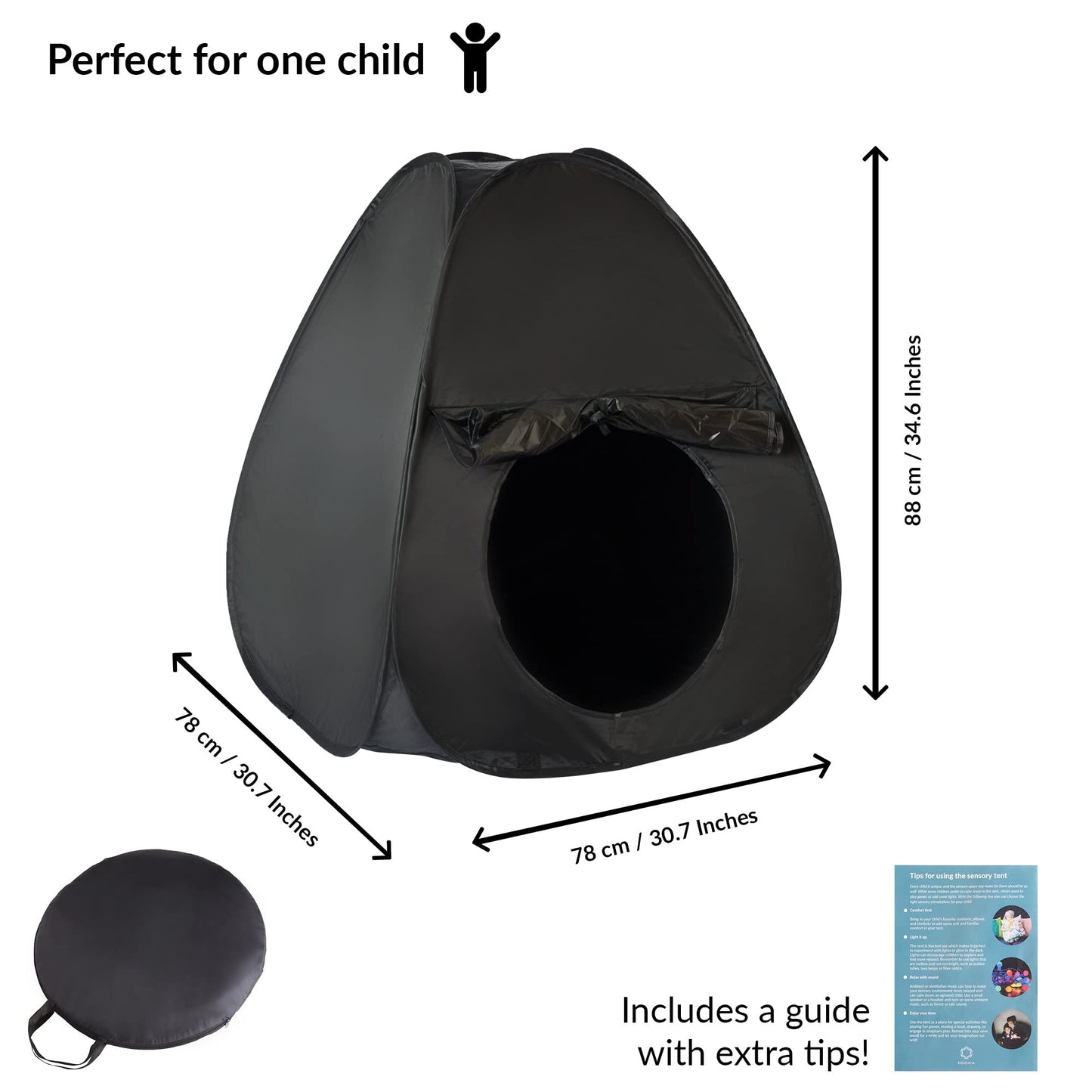 Sensory tent for children to play and relax | Aid for autism, SPD, anxieties, lack of concentration | Sensory Tent Mini | for home or school | Single