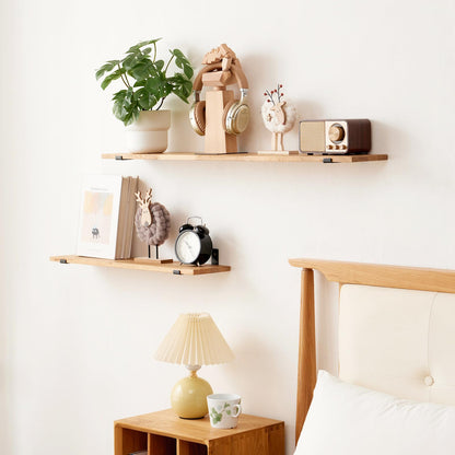TREOAKWIS Floating shelf made of solid oak, 60cm wooden wall shelf for bathroom, bedroom, living room, kitchen, office, laundry room. Rustic wall shelves for storage.
