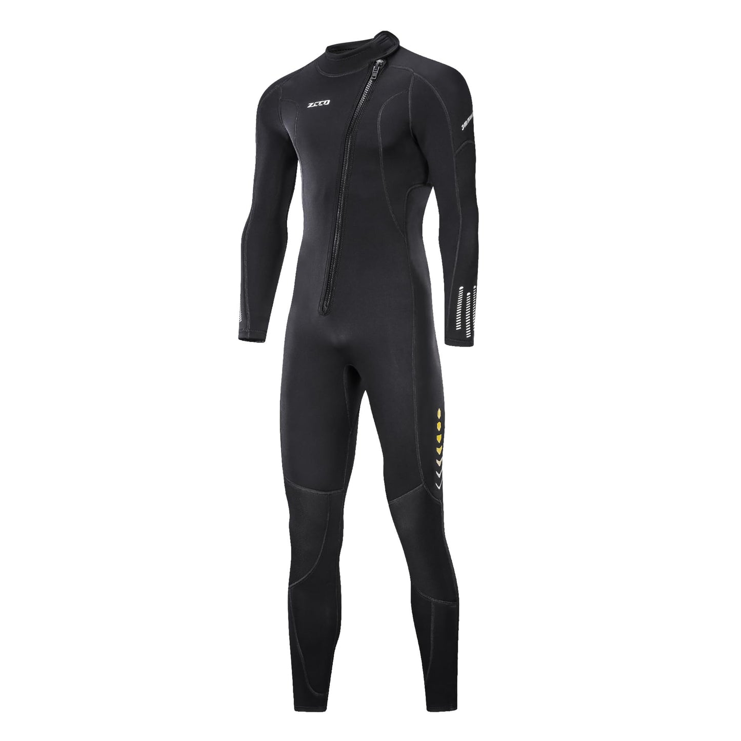 Ultra-stretch 3mm neoprene wetsuit with front zipper, full-body design for men and women. Ideal for snorkeling, diving, swimming, surfing. (Men, L)