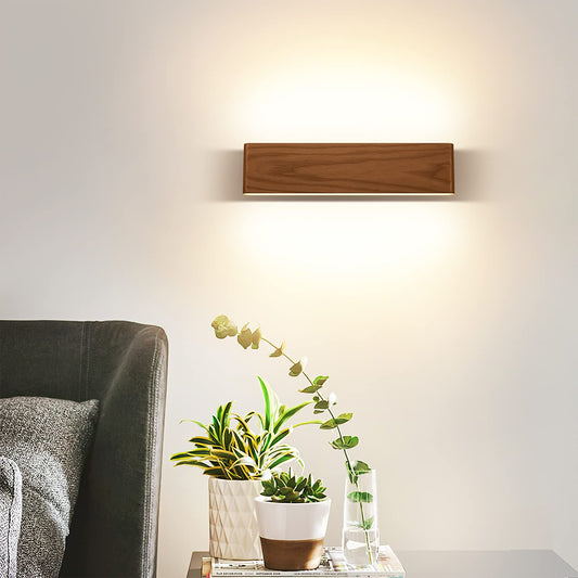Martll Wall Light LED Wood Wall Lamp Indoor Wall Lighting for Bedroom Hallway Corridor Staircase Living Room Indoor Lighting Warm White Night Light (32cm A)