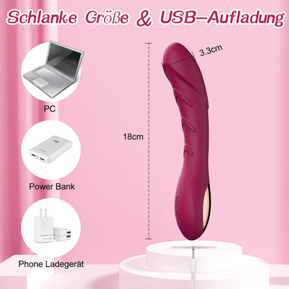 Silicone G-spot Vibrator Sex Toy Vibrator for her Clitoris quiet, Realistic Dildo Anal Vibrator for You Women and Couples with 12 Vibration Modes (Red Wine)