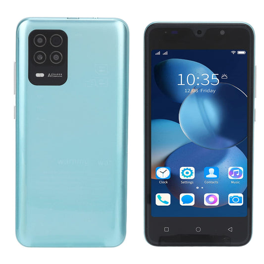 8 Pro smartphones without contract, Android phones without contract, 5 inch full screen display, 512MB RAM 4GB ROM storage, dual SIM phone, face recognition, slim mobile phone for Android 4.4.2 (Green)