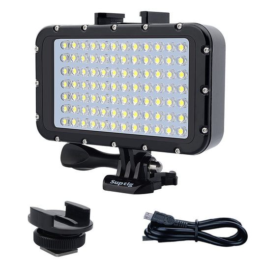 Underwater video light, waterproof lamp, dive light, 84 LEDs, waterproof up to 50m, compatible with DSLR cameras Gopro Canon, Nikon, Pentax, Panasonic, Sony, Samsung