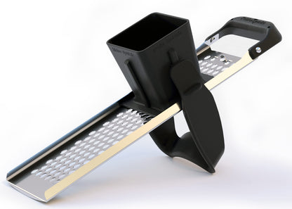 Rührspatz® patented in the Allgäu region: Stainless steel spätzle maker with stirring function, extra large dough container, cooks spätzle 4x faster! No more messy stovetop with stop function [Pot diameter up to 32 cm].