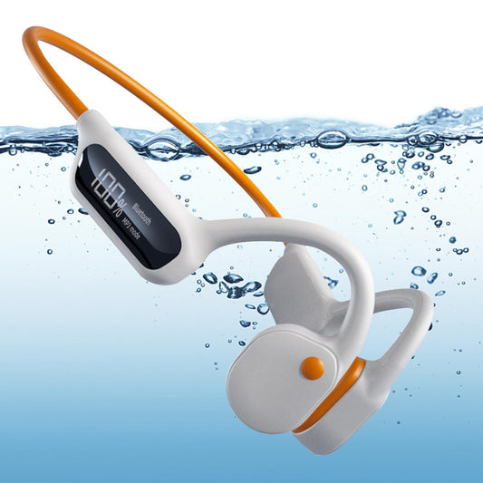 Bone conduction headphones, 32GB storage, swimming headphones IPX8 waterproof, MP3 sport headphones, wireless Bluetooth 5.3 headphones, bone conduction headphones for swimming running (orange + white)
