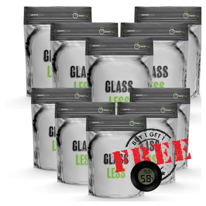 10 pieces for 15g Glassless Terploc Grove Bags incl.1 Hygrometer Heat-sealed and zip bags Moisture control Weed Humidor Bags with relative humidity between 58 and 62% (10, 15 grams)