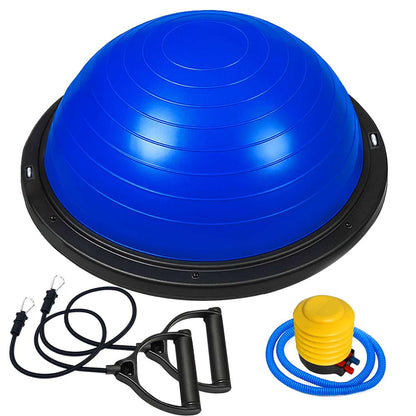 OcioDual Balance Ball, Balance Trainer, Half Fitness Ball for balance, Proprioceptive platform, Non-slip ball with inflator and resistance bands, Half Gymnastic Ball, Blue