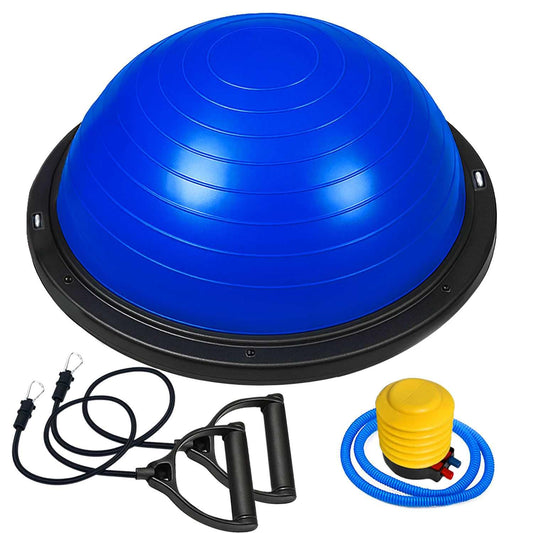 OcioDual Balance Ball, Balance Trainer, Half Fitness Ball for balance, Proprioceptive platform, Non-slip ball with inflator and resistance bands, Half Gymnastic Ball, Blue