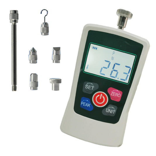 AMF 500N Digital Force Gauge, Portable Push-Pull Testing Device, Digital Force Meter with 3 modes and 4 pressure test units, readability 0.2 N.