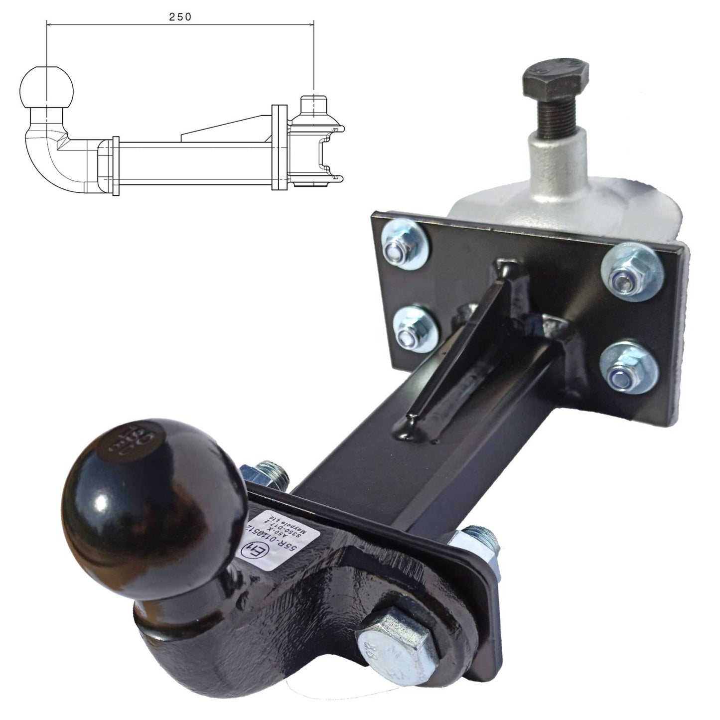 XIMPLIO Universal hook extension for bike carriers including plug-in coupling for any type of trailer hitch (with screw plug-in coupling, 250mm)