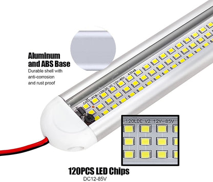 Intckwan (4 Pieces) 120 LED Car Interior Lighting, 12 Volt LED Lamp Camper, 12v LED Strip with Switch and 2 Extension Cables, LED for Car Van Bus Caravan Boat Camper Kitchen Bathroom Bar Truck