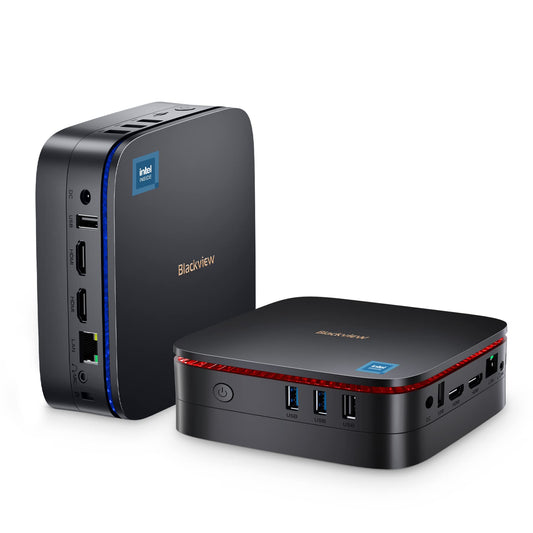 Blackview Mini PC MP60, Windows 11 Mini Computer with 16GB DDR4 RAM 512GB M.2 SSD. Featuring N5095 Desktop, Mini PC Gaming, 4K HD Dual HDMI, Gigabit Ethernet, in Black.