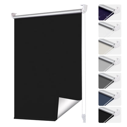 smartdemo blackout roller blind without drilling & with drilling, clamp roller blind window blind black 120x150cm (WxH), thermal roller blind privacy and sun protection, clamp roller blinds for windows & doors