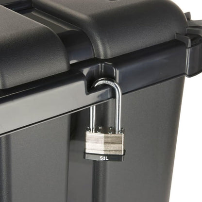 Tontarelli storage box with wheels, 50L storage bin shelf box with lid, stackable.
