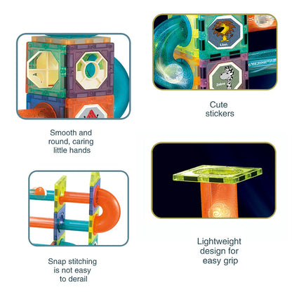 morkka Magnetic Building Blocks, STEM Montessori Toy for Kids 3 4 5 6 7 8 Years 3D Learning Toy Blocks Set Construction Blocks Gift for Boys Girls Orbital Blocks Railway Construction (110PCS)