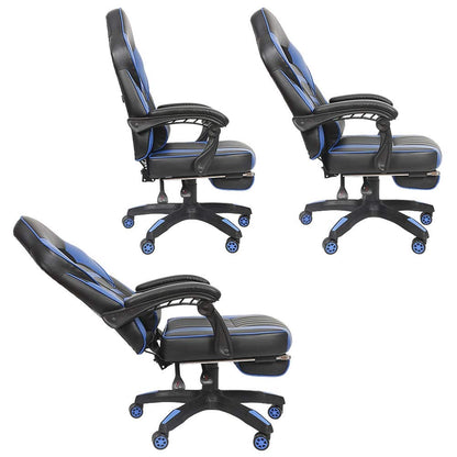 Melko Gaming Chair Ergonomic Office Chair with Footrest in Black Blue Racing Chair Office Desk Chair Executive Chair Gaming Armchair Gamer Chair Racer Swivel Chair Sports Seat