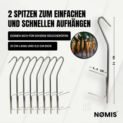 18 piece set of smoking hooks | stainless steel smoking hooks for fish and meat | premium smoking hooks for trout, mackerel, eel | fish smoking hooks | 18x21cm | smoker, smoking chips accessory.
