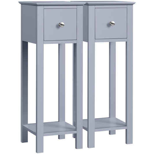 Yaheetech 2-Pack Nightstand Bedside Table with 1 Drawer & Shelf Simple End Table Storage Side Table for Living Room/Bedroom, Gray