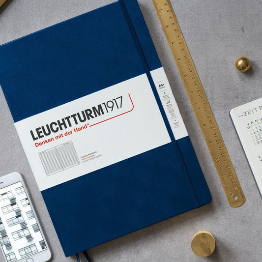 Lighthouse1917 363919 Notebook Master Slim (A4+) Hardcover, 121 numbered pages, Sage, squared