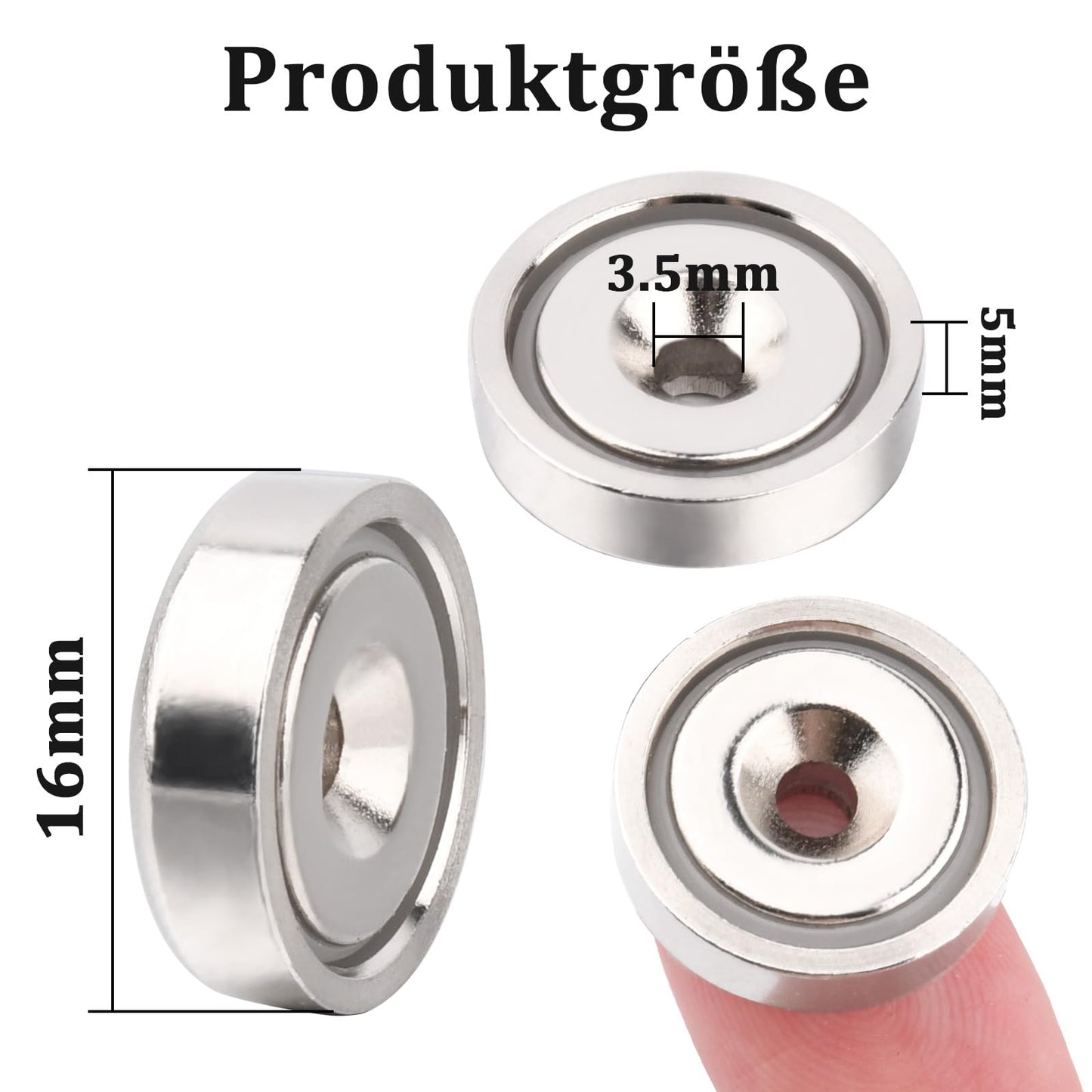 Aenienoe 26 Piece Neodymium Magnets Extra Strong with Hole 6KG Force Neodymium Magnet Round for Screw-on Pot Magnet Screws Workshop Equipment 16mm