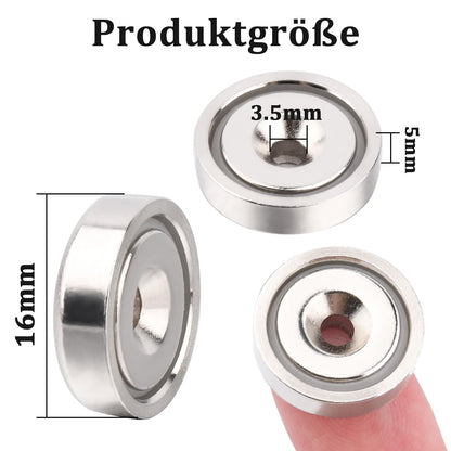 Aenienoe 26 Piece Neodymium Magnets Extra Strong with Hole 6KG Force Neodymium Magnet Round for Screw-on Pot Magnet Screws Workshop Equipment 16mm