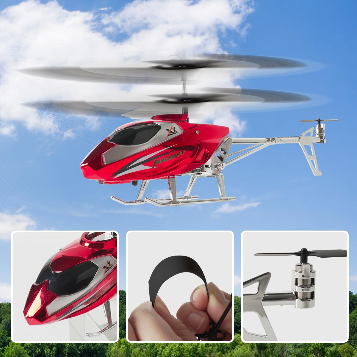 VATOS RC helicopter for boys, 2.4G remote controlled helicopter with LED light for kids aged 12 and up, Fixed height, One-key start, RC aircraft for boys and adults