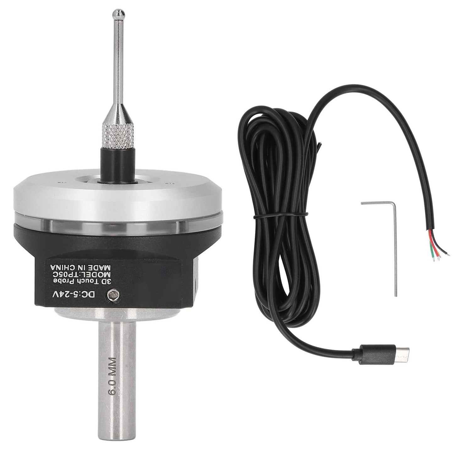ZHXH CNC 3D Touch Probe Edge Finder, DC 5~24 V Professional High Precision Universal 3D Sensor Probe for locating central Desktop CNC probe, locator tungsten steel ball, compatible with Mach3