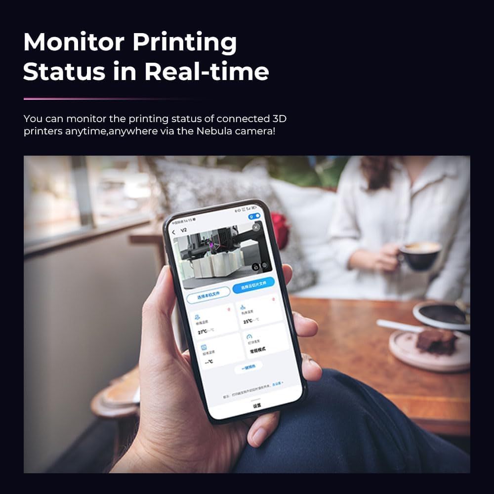 Creality Nebula Camera for 3D printers, compatible with Sonic Pad, Nebula Pad, Ender-3 V3 KE, CR-10 SE, HOLOT-MAGE PRO, real-time monitoring, time-lapse recording, spaghetti detection, HD quality.