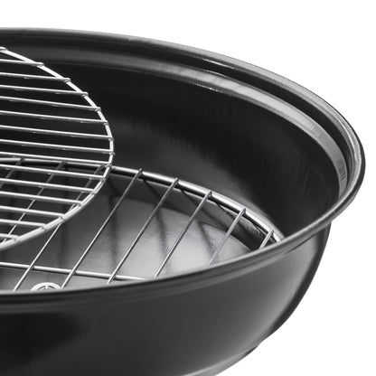 Mini BBQ camping grill ball grill mini grill; Compact travel charcoal grill table grill stainless steel enameled 38cm (black)