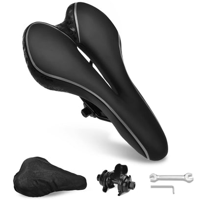 Comfortable men's bicycle saddle, gel MTB saddle for men & women, bike seats with waterproof cover hollow road bike saddle mountain bike accessory.