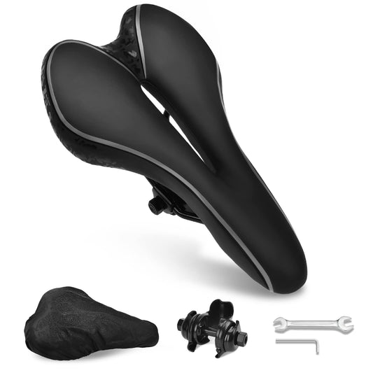 Comfortable men's bicycle saddle, gel MTB saddle for men & women, bike seats with waterproof cover hollow road bike saddle mountain bike accessory.