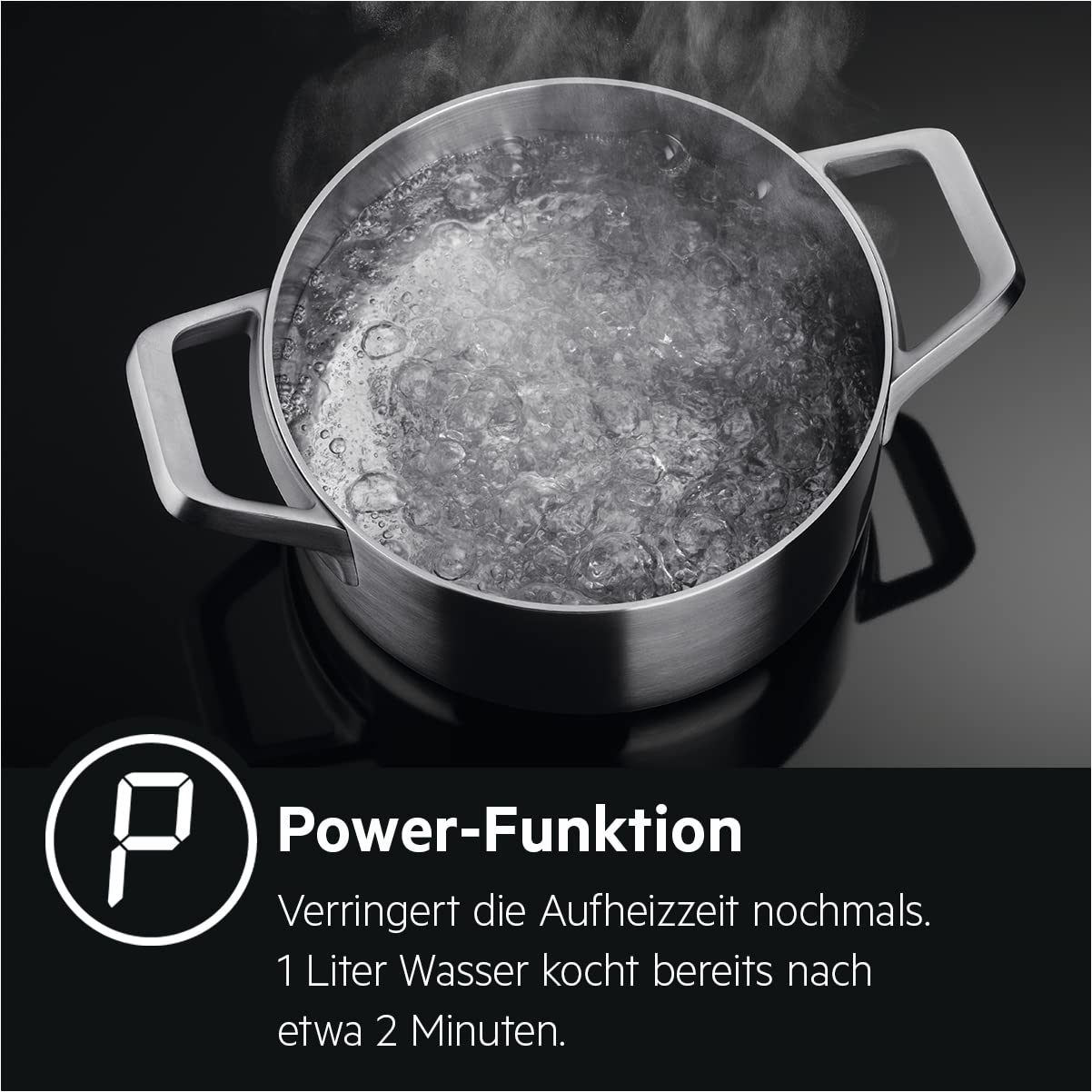 AEG IKB8443AXB Induction Hob with Hob²Hood, Slider Control, 80 cm, Stainless Steel Frame, 4 Cooking Zones, Power Function, Child Lock