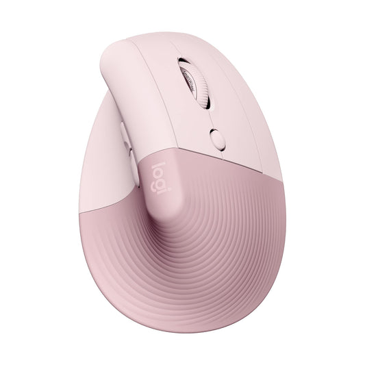 Logitech Lift Vertical Ergonomic Mouse, Wireless, Bluetooth or Logi Bolt USB receiver, Quiet clicks, 4 buttons, Compatible with Windows/macOS/iPadOS, Laptop, PC - Pink